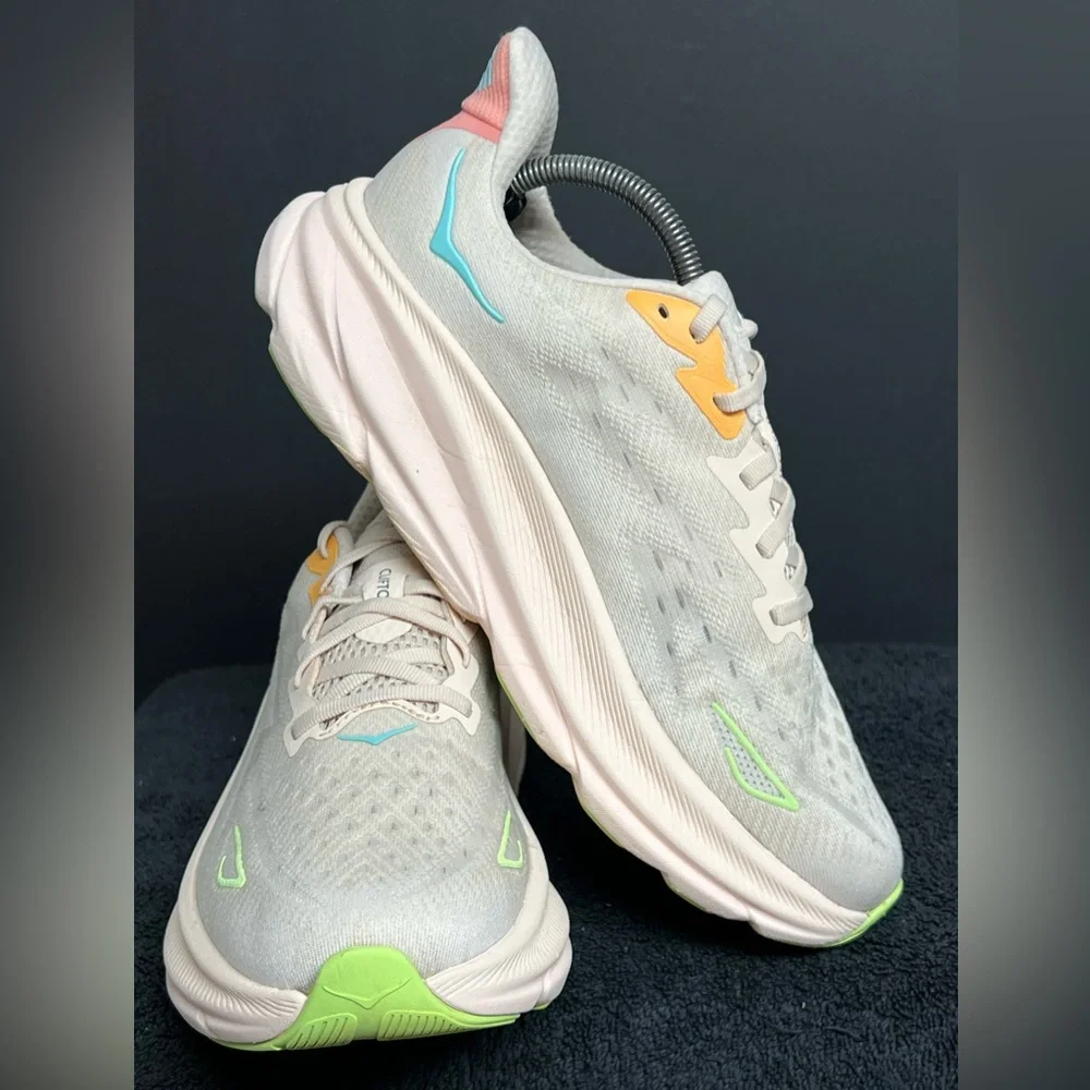 Hoka Women's Clifton 9 Lace Up Athletic Shoes Vanilla/Astral SIZE 10 D WIDE - Picture 5 of 12